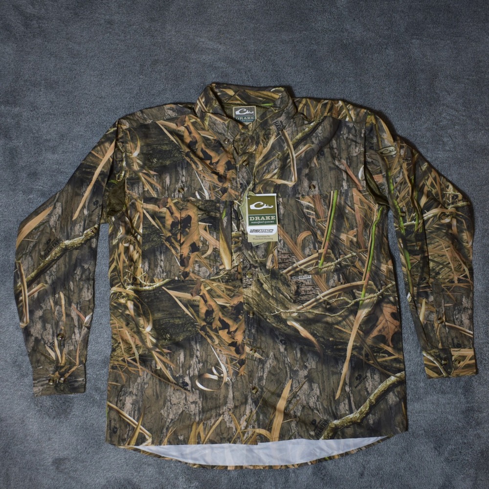 Drake Waterfowl Vented Wingshooter Long Sleeve Shirt Men's M Mossy Oak Camo NWT
